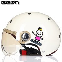 여름하이바 여름용오토바이헬멧 BEON B103 오픈 페이스 오토바이 헬멧 EBIKE 빈티지 스쿠터 child S