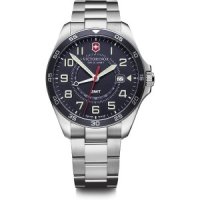 빅토리녹스 FieldForce GMT Watch with Dial and Stainless Steel Bracelet