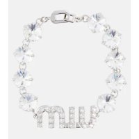 꼬르소메종 미우미우 Logo crystal embellished bracelet