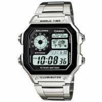 Casio Mens Quartz Multifunction Silver-Tone Bracelet Watch AE1200WHD-1A 627566