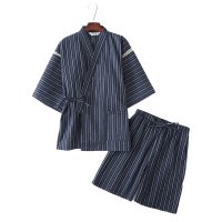 순면 유카타 남성 일본 전통 유카타 가디건 홈웨어 잠옷