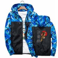 노블스포츠 Shotokan Karate Mens Printing Windbreaker Camouflage Patchwork Coats Fashionable Streetwe