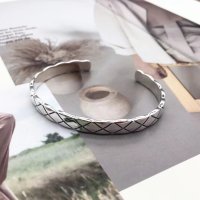 순은 S925 팔찌 뱅글 bangle 볼 와이드 체크 디자인