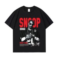 스눕독 Snoop 프린트 티셔츠 힙합 스트리트 반팔 긴팔 레트로 래퍼 농구-검은 색