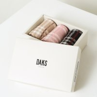 [닥스 여성] [D-SOCKS] 베이지 체크 면혼방 중목양말3종세트 DLSS3D705MU