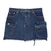 MATIN KIM STRIPE CARGO DENIM MINI SKIRT IN