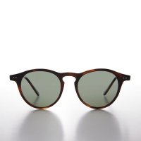 Sunglass Museum 키홀 브릿지 그린 렌즈가 라운드 혼 림 대퍼 선글