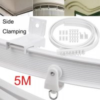 5M Flexible Ceiling Curtain Rail Side Clamping Track Bendable Window Rod Rail Straight Curve Curtain