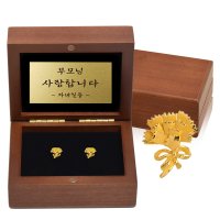 순금 카네이션 뱃지 세트 3 75g 2개 미니우드 케이스