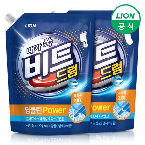 라이온코리아 비트 세탁세제 딥클린파워 액체 2L리필드럼 2개