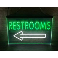 Restroom Arrow Point to Left Toilet Dual Color LED Neon Sign