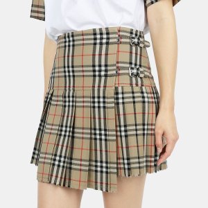 버버리 빈티지 체크 울 미니 스커트 베이지 8025832 A7028