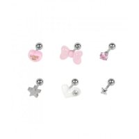 브이브이브이 SET 리본 하트 큐빅 피어싱 Ribbon Heart Cubic Piercing