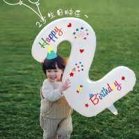 생일파티 숫자 풍선 헬륨 스티커 아이 아기 돌 파티 장식 축하