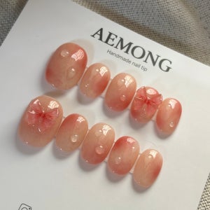 [강추🍑/비오는날엔] 이슬맺힌 황도복숭아🍑, 에몽네일팁