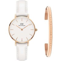 Daniel Wellington 레이디스 팔찌 세트 Petite 28 mm Bondi Rosegold White + Classic Bracelet Rosegold Smal