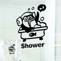 펭귄 Toilet Shower 화장실스티커 레터링문구 가게시트지 거울스티커 유리창스티커