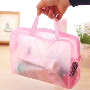 비닐파우치 수영복 브러쉬 파우치 가방속 복주머니 여성을 위한 방수 PVC 화장품 보관 가방 꽃 투명 워시
