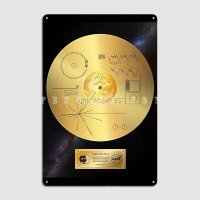 Voyager 1 골든 레코드 포스터 금속 플라크 영화관 거실 주방 장식 플라크 주석 사인 포스터