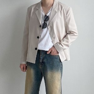 언더70 린넨 크롭 블레이저 (연베이지),키작은남자,정장,수트,자켓,키작남,하객룩,결혼식