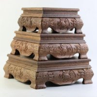 목재 베이스 조각 공예 단단한 나무 사각형 중국 장식품 어항 티팟 옥 베이스 부처 조각상 강화