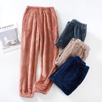 Flannel Thickened Pajama Pants Women s Homewear Pants Loose Spot Coral Fleece Island G00119750