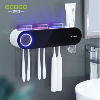 ECOCO 전기 칫솔 홀더 UV 벽걸이 치약 디스펜서 태양열 USB 충전 욕실 액세서리