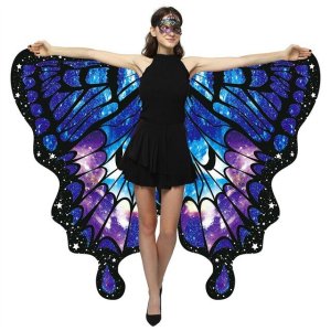 밸리댄스 나비 날개 여성용 할로윈 의상 레인보우 숄 요정 케이프 님프 드레스 업 스카프 사진 양면 인쇄