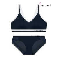 CODES COMBINE INNERWEAR 하이서포트 스포츠 브라 팬티 세트 딥네이비