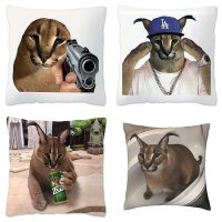 Floppa Cushion Cover Cute Meme 40x4 0 Home Decor Dakimakura Funny Caracal Cat Pillowcase For Living