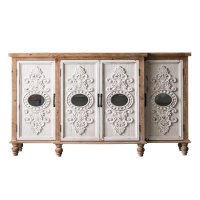 원목그릇장 장식장 Sideboard Wine Cabinet Household Solid Wood Cupboard Country Retro Curio