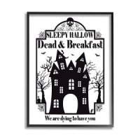 Stupell Industries Dead Breakfast 으스스한 유령의 집 이미지 사인 글자와 줄로 디자인