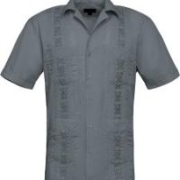 남성용 Guayabera 프리미엄 경량 자수 플리츠 쿠바 셔츠 차콜