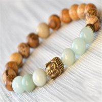 Picture Stone Jasper Gemstone Handmade Mala Bracelet Cheaply Prayer Meditation Chakra