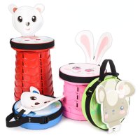 Cartoon Children 39 s Retractable Stool with Backrest Outdoor Portable Folding Stool Adjustable Hei