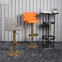 Nordic Simple Leather Bar Chair Furniture for Home Luxury Cafe Counter Reception Bar Chair Stool Li