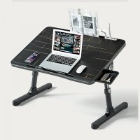 Laptop Table for Bed Folding Computer Desk with Drawer Adjustable Height Home Office Furniture 60x40