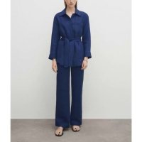 ZARA 자라 라펠 슬림 페이크 데님 린넨 셔츠 진청 자켓