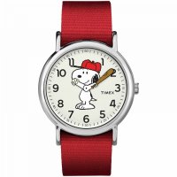 Timex Peanuts-Snoopy Weekender 슬립 스루 패브릭 시계 TW2R41400