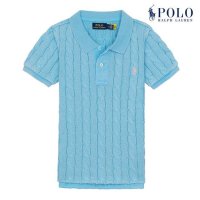 폴로 랄프 로렌 [POLO RALPH LAUREN] 폴로 랄프로렌 여성 슬림핏 케이블 반팔 카라넥 니트 민트