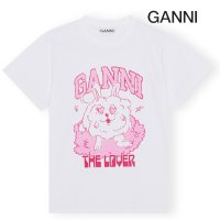 GANNI 가니 가니 릴렉스드 러브 버니 반팔티셔츠 브라이트화이트 여성 T3672 151