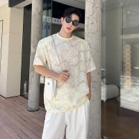 남성 여름 유니크 캐주얼 티셔츠 반팔 남자 보세 의류 독특한 티 빈티지 옷