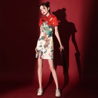 여름 하객룩 민소매 나시 정장원피스 Guochao cheongsam 2023 튀긴