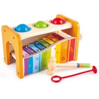 Hape Pound & Tap Bench with Slide Out Xylophone-수상 경력에 빛나는 유아 다기능 및 밝은 색상의 내구성이 뛰어난 목재 뮤  1개