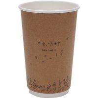 공컵 캘리그라피 이중 종이컵 마음 설레다 480ml 200p  1개