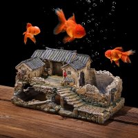 중국 어항 장식 창조적 인 물고기와 새우 탈출 집 수족관 잔디 탱크 풍경 장식 마이크로 풍경 고대 건물 모델