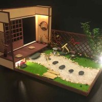 미니어쳐 정원 집 대나무 일본과 바람 애니메이션 장면 클레이맨 GSC DIY