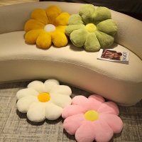 꽃모양 방석 푹신푹신한 방석 캐릭터 등받이 의자 허-흰 꽃