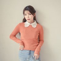 머랭 레이스 페이크 레이어드 블라우스 카라 2P 세트