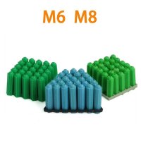 100Pcs 플라스틱 확장 파이프 M6 M8 녹색 파란색 강화 된 벽돌 나사 고정 벽 앵커 플러그 셀프 태핑 튜브